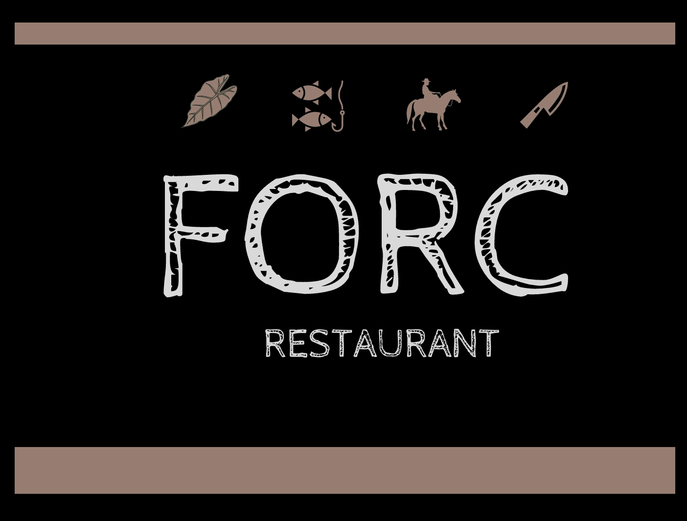 A black and white logo for forc restaurant.